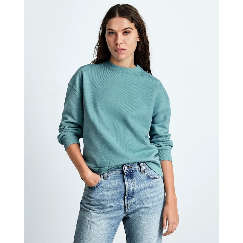 Everlane Sweatshirt Women Large Track Oversized Crew Organic Cotton